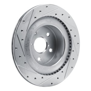 Lexus RC300 Brake Rotor (1) - Rear Right - R1 Concepts - Drilled & Slotted - Silver - `21-`22